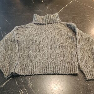 Francesca's Green Cableknit Pullover Turtleneck Sweater Size Small